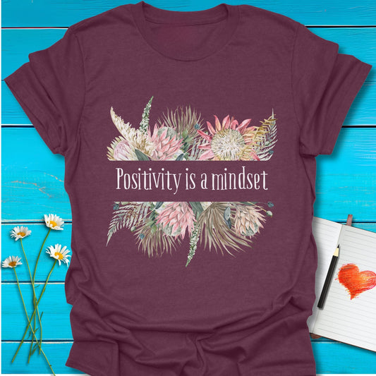 T-Shirt Heather Maroon / S Floral Positivity T-Shirt Echo Kindness Printify