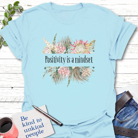 T-Shirt Light Blue / S Floral Positivity T-Shirt Echo Kindness Printify