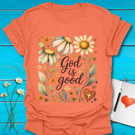T-Shirt Heather Orange / S God is Good T-Shirt Echo Kindness Printify