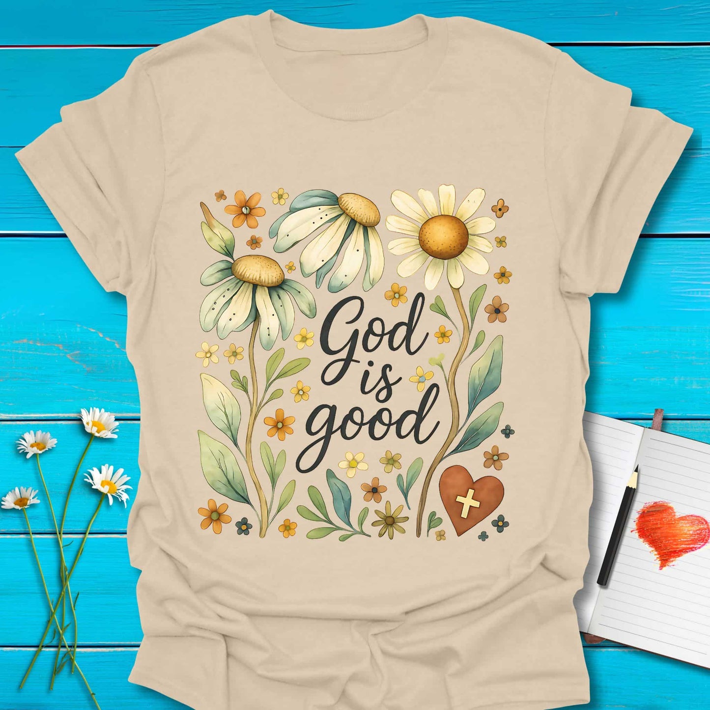 T-Shirt Sand / S God is Good T-Shirt Echo Kindness Printify