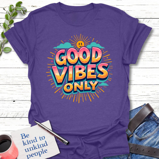 T-Shirt Heather Purple / S Good Vibes T-Shirt Echo Kindness Printify