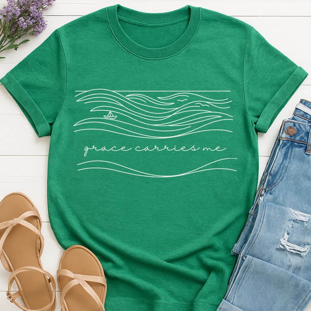 T-Shirt Heather Irish Green / S Grace Carries Me T-Shirt Echo Kindness