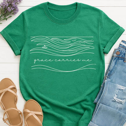 T-Shirt Heather Irish Green / S Grace Carries Me T-Shirt Echo Kindness