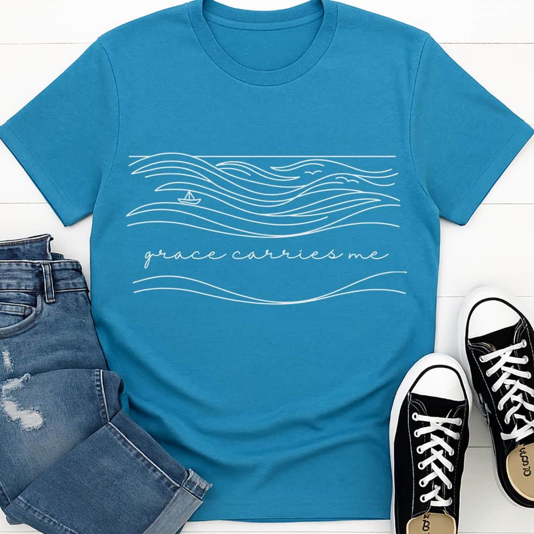 T-Shirt Heather Sapphire / S Grace Carries Me T-Shirt Echo Kindness