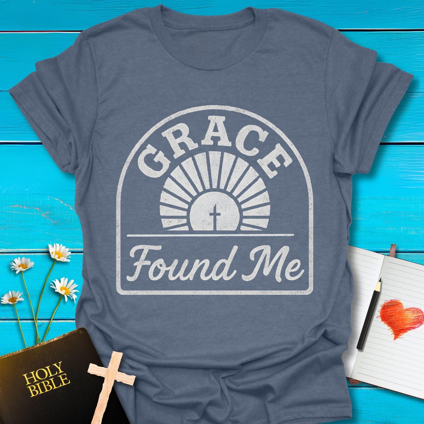 T-Shirt Heather indigo / S Grace Found Me T-Shirt Echo Kindness Printify