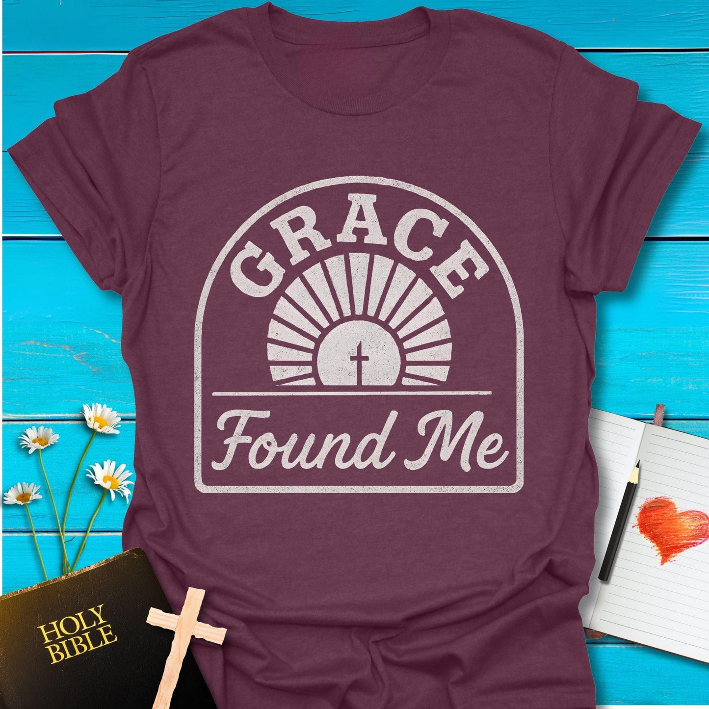 T-Shirt Heather Maroon / S Grace Found Me T-Shirt Echo Kindness Printify