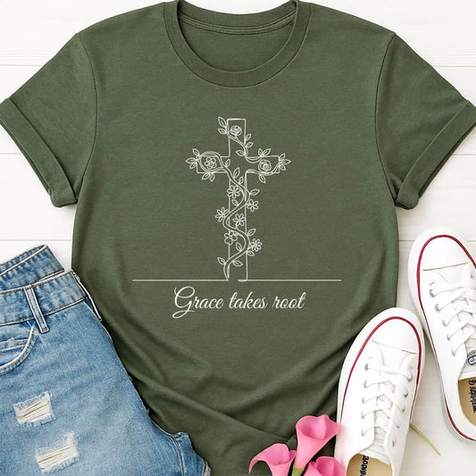 T-Shirt Heather Military Green / S Grace Takes Root T-Shirt Echo Kindness