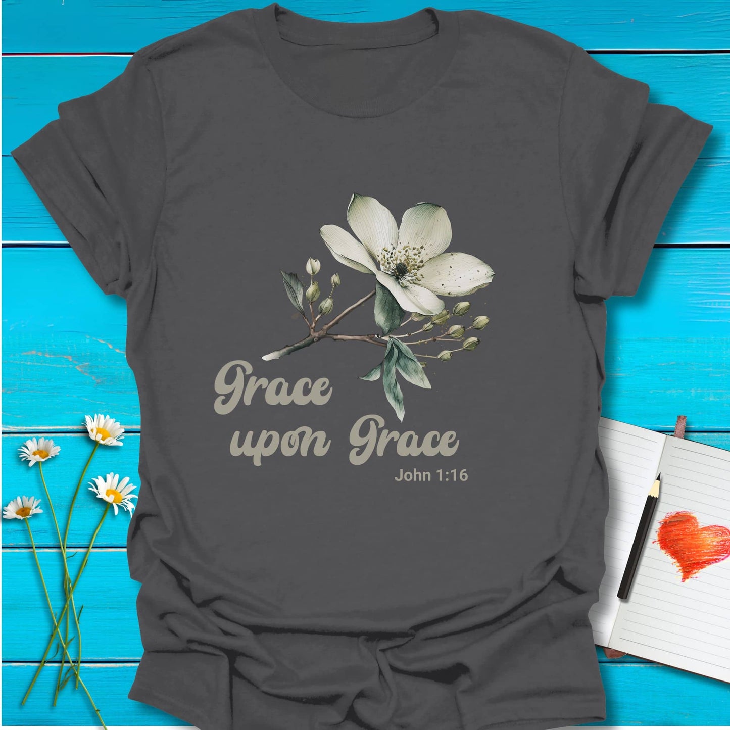 T-Shirt Charcoal / S Grace upon Grace T-Shirt Echo Kindness Printify