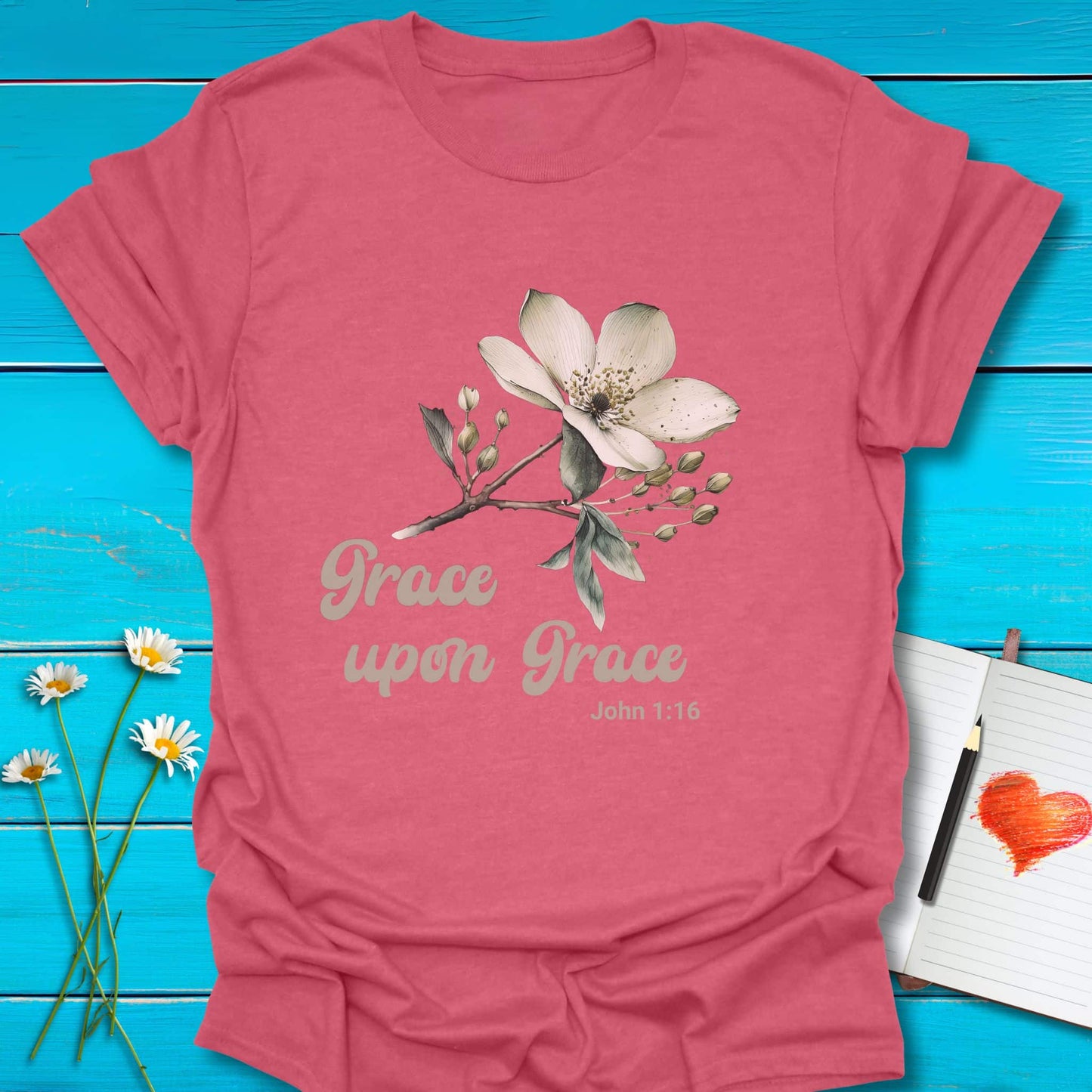 T-Shirt Heather Cardinal / S Grace upon Grace T-Shirt Echo Kindness Printify