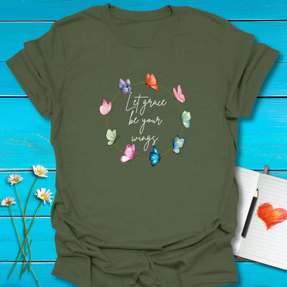 T-Shirt Military Green / S Graceful Wings T-Shirt Echo Kindness Printify