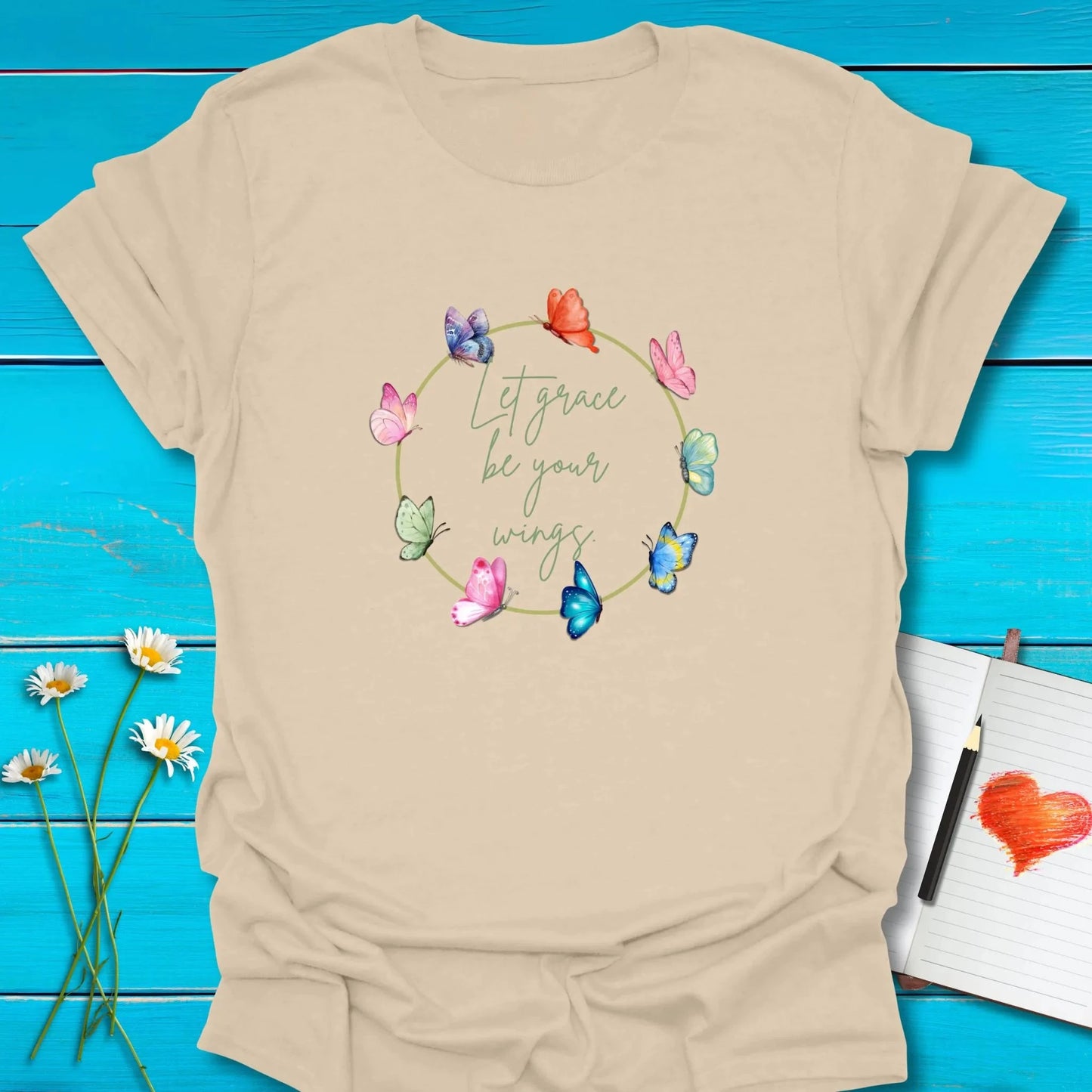 T-Shirt Sand / S Graceful Wings T-Shirt Echo Kindness Printify