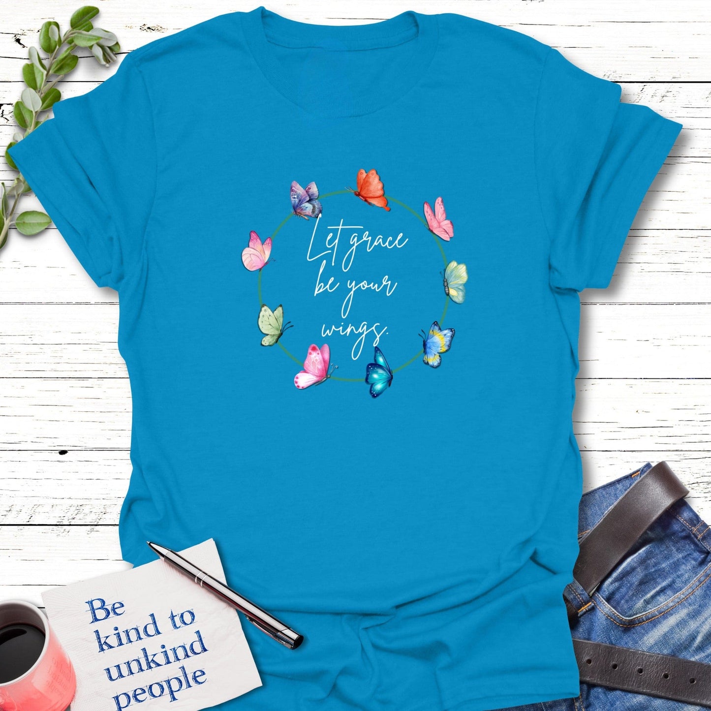 T-Shirt Sapphire / S Graceful Wings T-Shirt Echo Kindness Printify
