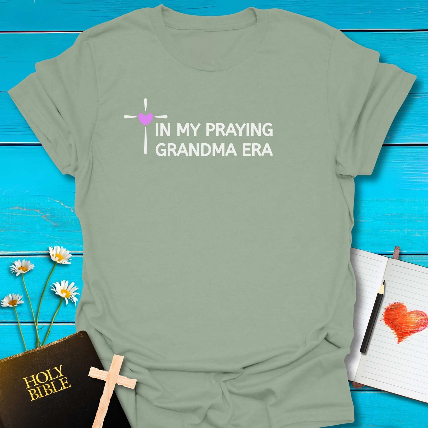 T-Shirt Sage / S Grandma Praying Era T-Shirt Echo Kindness Printify