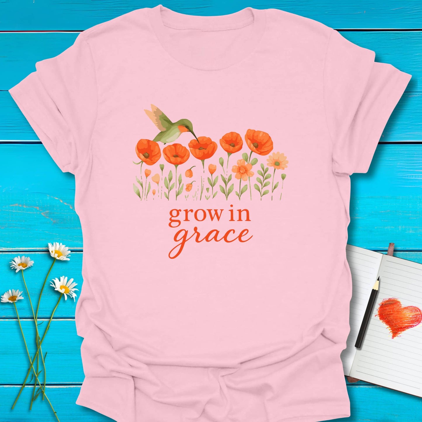 T-Shirt Light Pink / S Grow in Grace T-Shirt Echo Kindness Printify