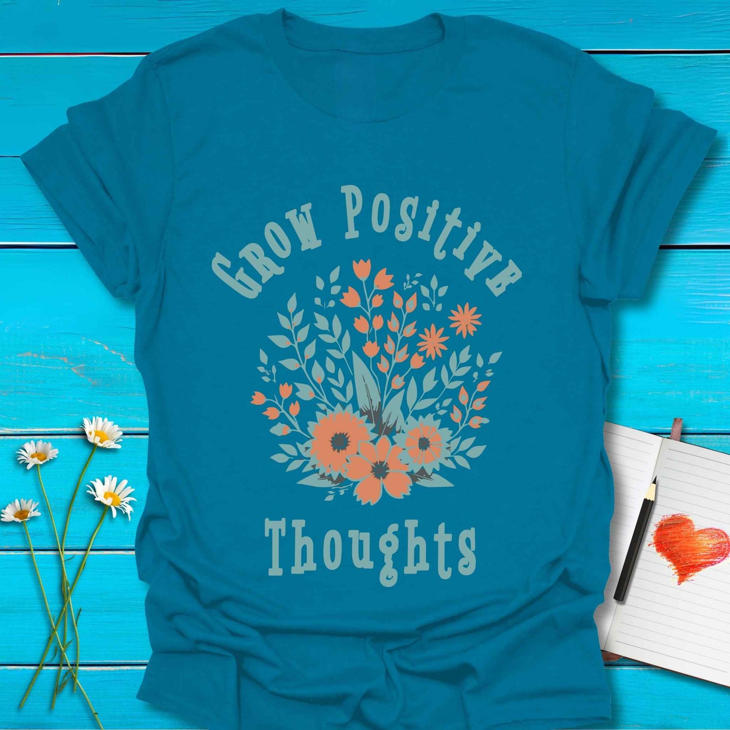 T-Shirt Antique Sapphire / S Grow Positive T-Shirt Echo Kindness Printify