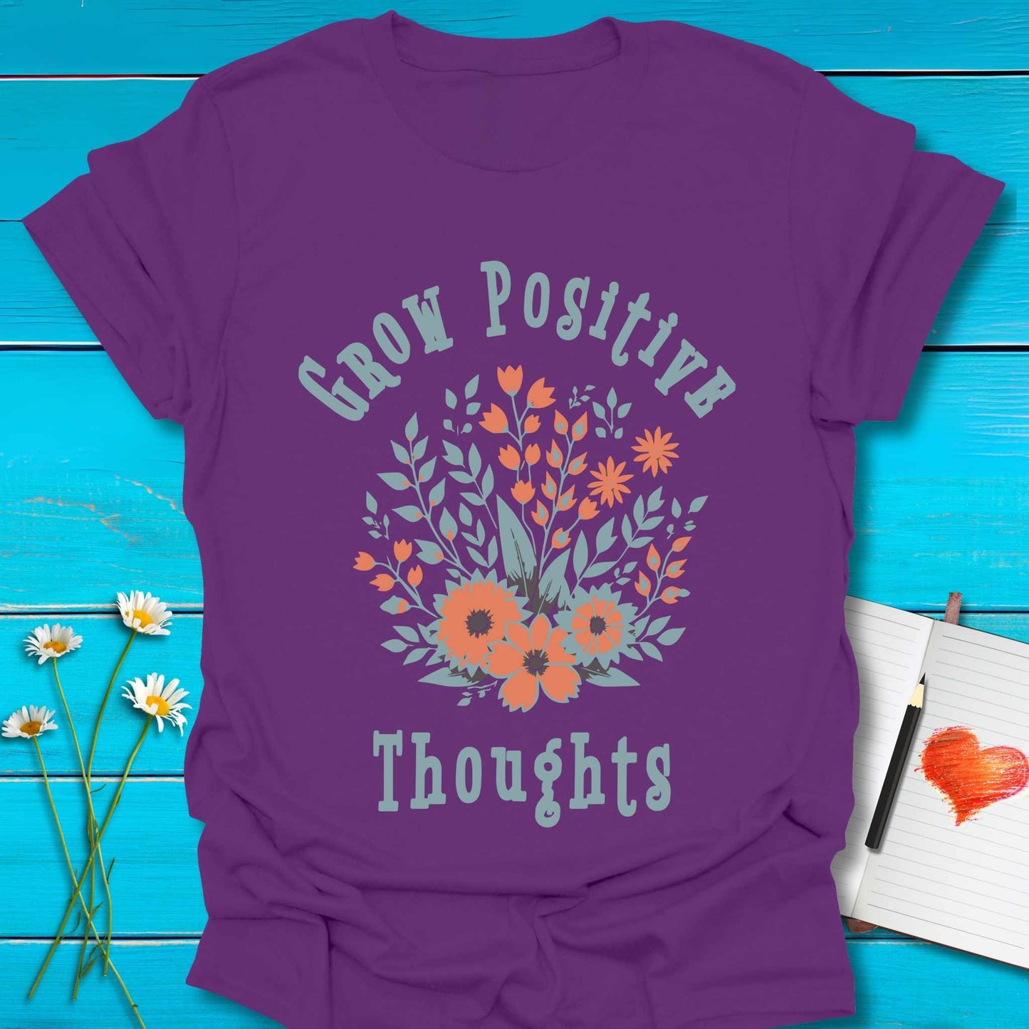 T-Shirt Purple / S Grow Positive T-Shirt Echo Kindness Printify