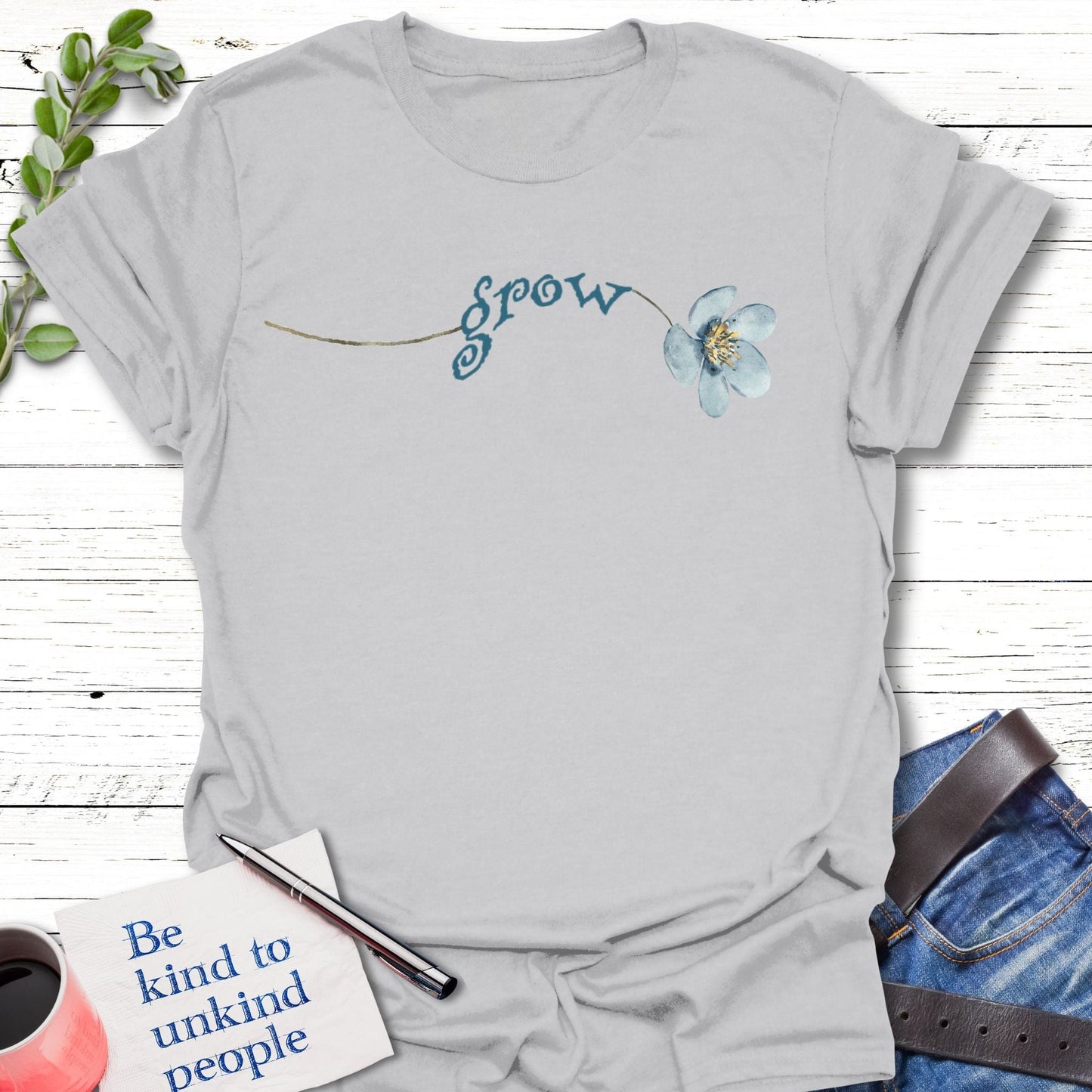 T-Shirt Ice Grey / S Grow T-Shirt Echo Kindness Printify