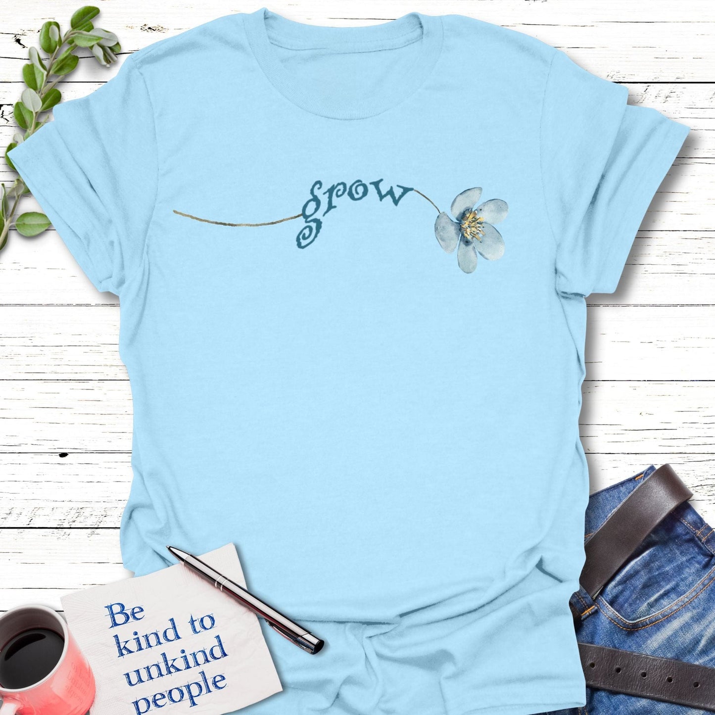 T-Shirt Light Blue / S Grow T-Shirt Echo Kindness Printify