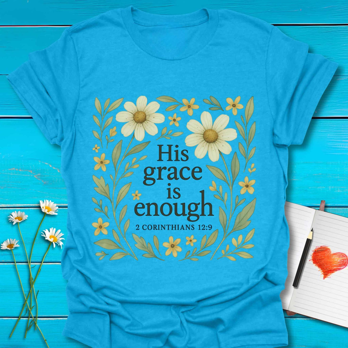 T-Shirt Heather Sapphire / S His Grace T-Shirt Echo Kindness Printify