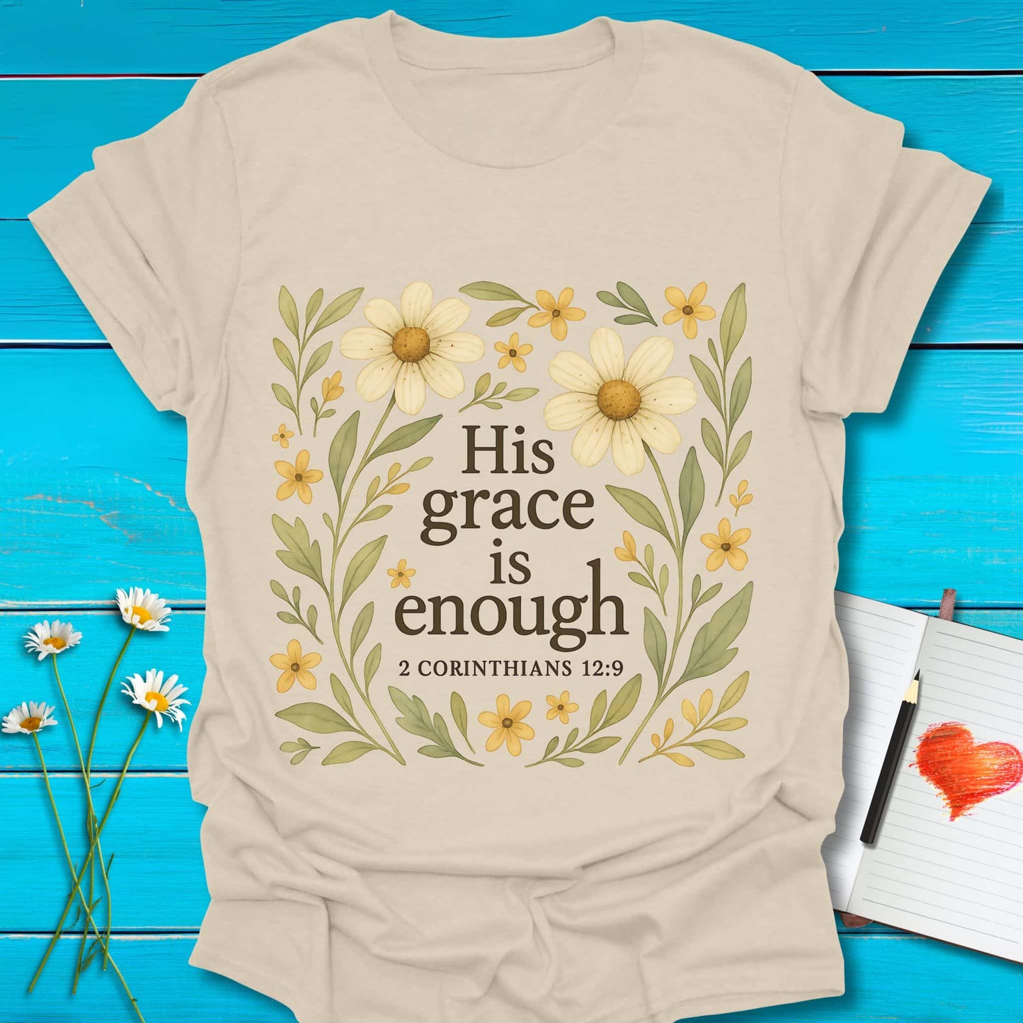 T-Shirt Natural / S His Grace T-Shirt Echo Kindness Printify