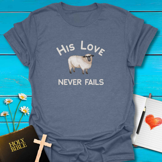 T-Shirt Heather indigo / S His Love T-Shirt Echo Kindness Printify