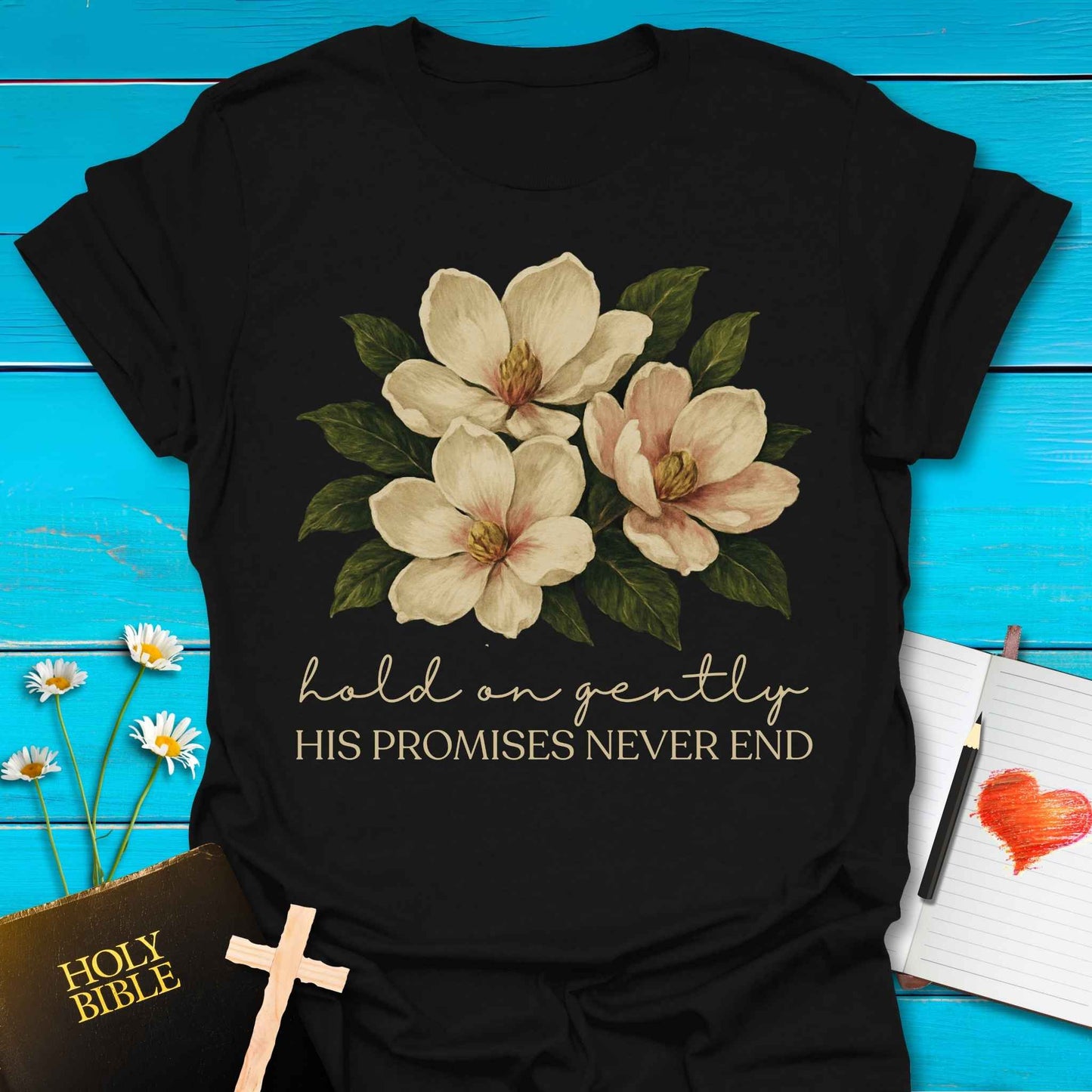 T-Shirt Black / S Hold on Gently T-Shirt Echo Kindness Printify