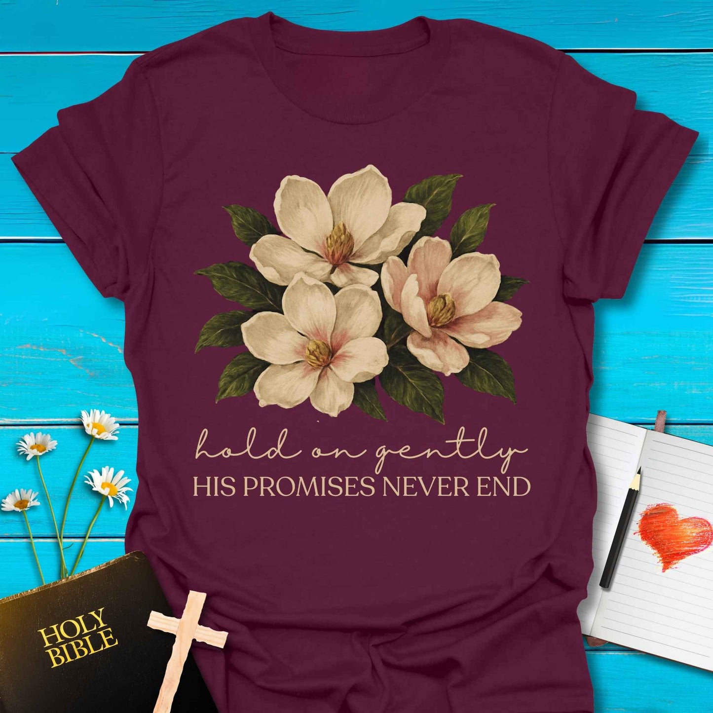 T-Shirt Maroon / S Hold on Gently T-Shirt Echo Kindness Printify