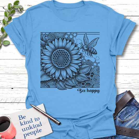 T-Shirt Carolina Blue / S Honey Bee Happy T-Shirt Echo Kindness Printify