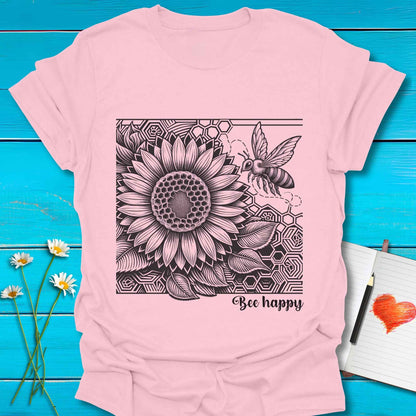 T-Shirt Light Pink / S Honey Bee Happy T-Shirt Echo Kindness Printify