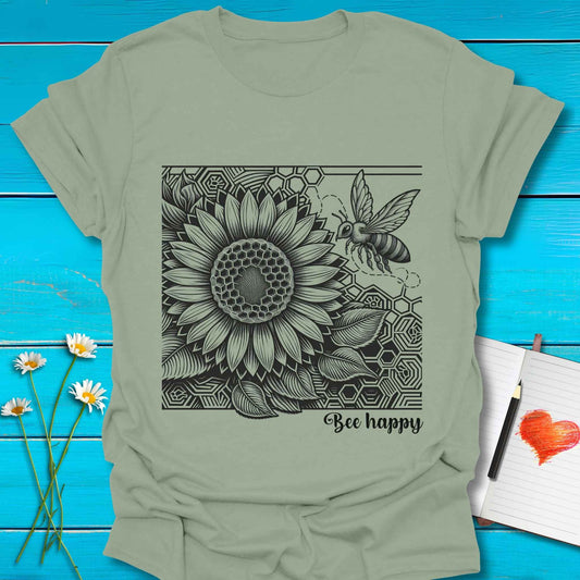 T-Shirt Sage / S Honey Bee Happy T-Shirt Echo Kindness Printify