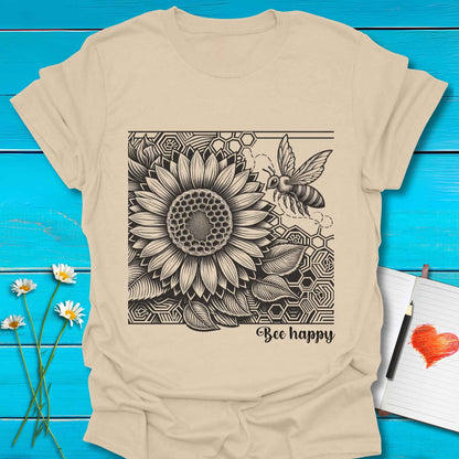 T-Shirt Sand / S Honey Bee Happy T-Shirt Echo Kindness Printify