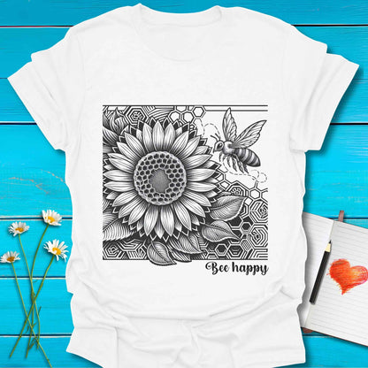 T-Shirt White / S Honey Bee Happy T-Shirt Echo Kindness Printify