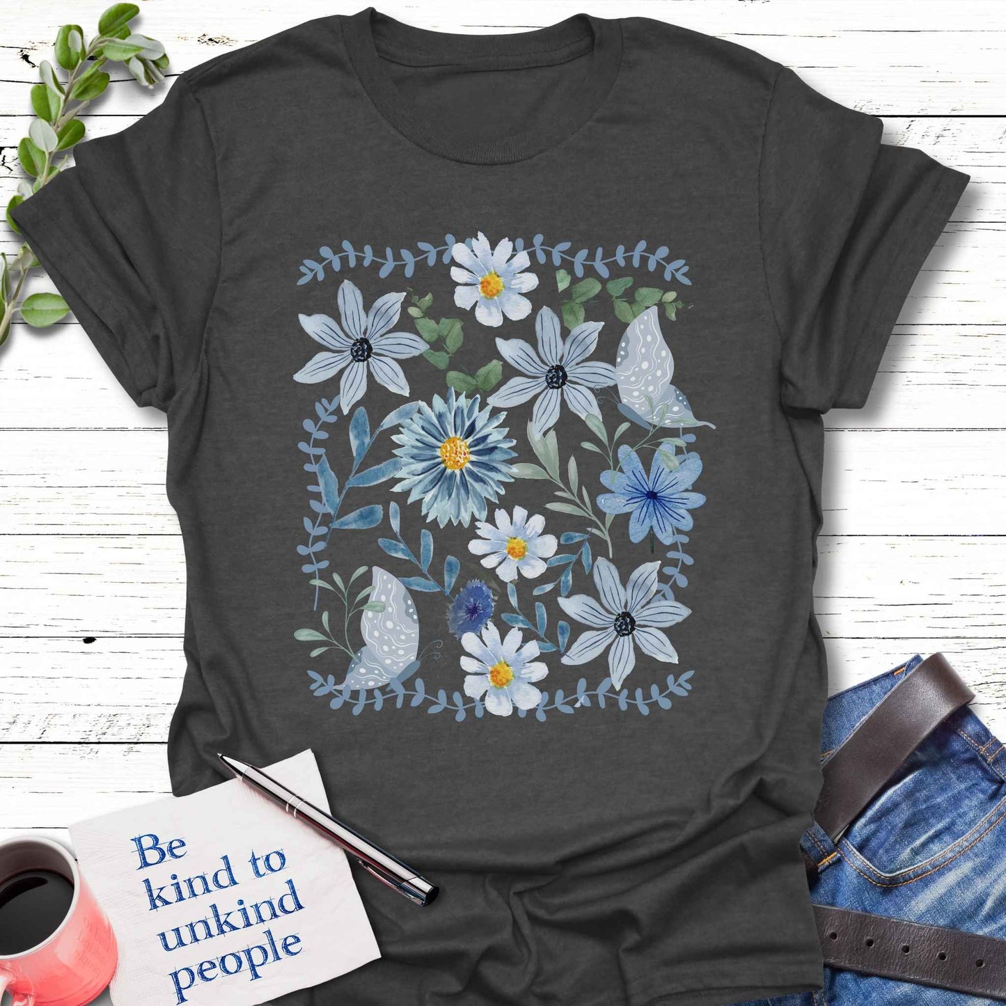 T-Shirt Dark Heather Grey / S In Bloom T-Shirt Echo Kindness Printify
