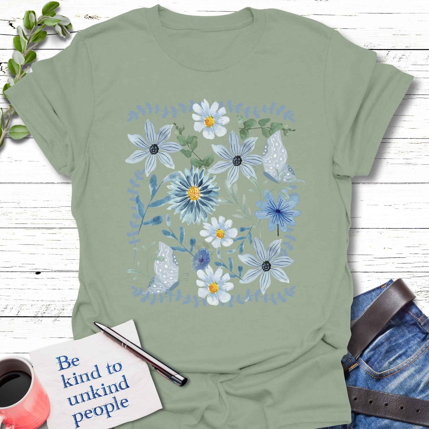 T-Shirt Sage / S In Bloom T-Shirt Echo Kindness Printify