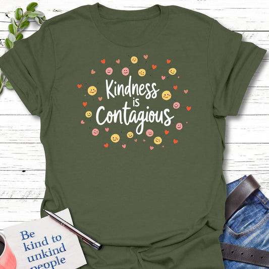 T-Shirt Military Green / S Infectious Kindness T-Shirt Echo Kindness Printify