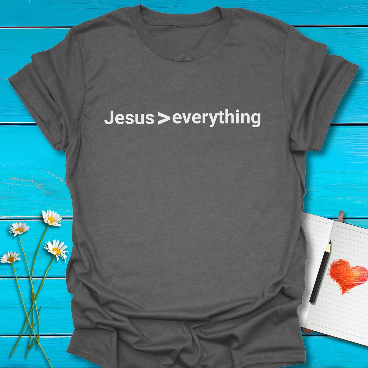 T-Shirt Graphite Heather / S Jesus > Everything T-Shirt Echo Kindness Printify