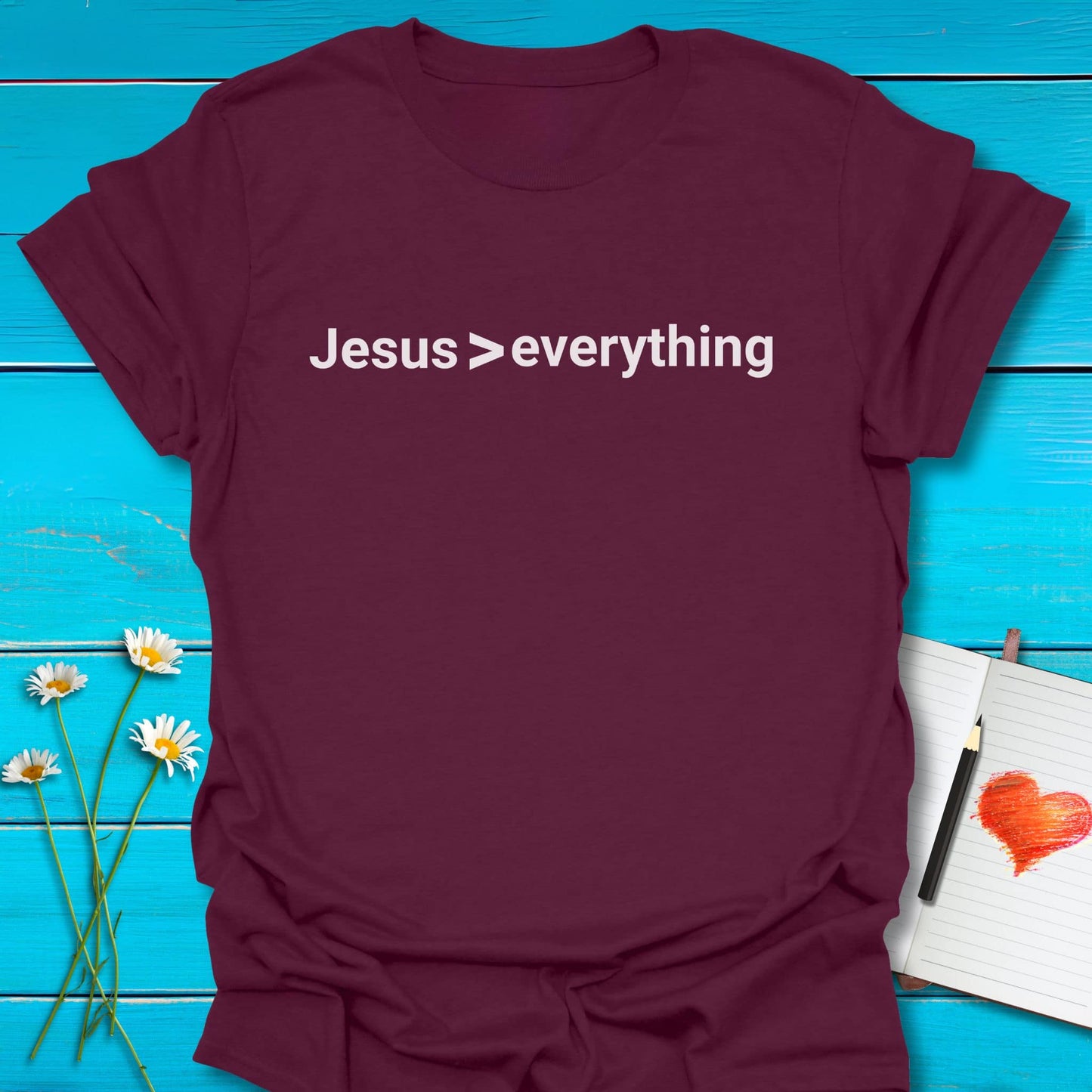 T-Shirt Maroon / S Jesus > Everything T-Shirt Echo Kindness Printify