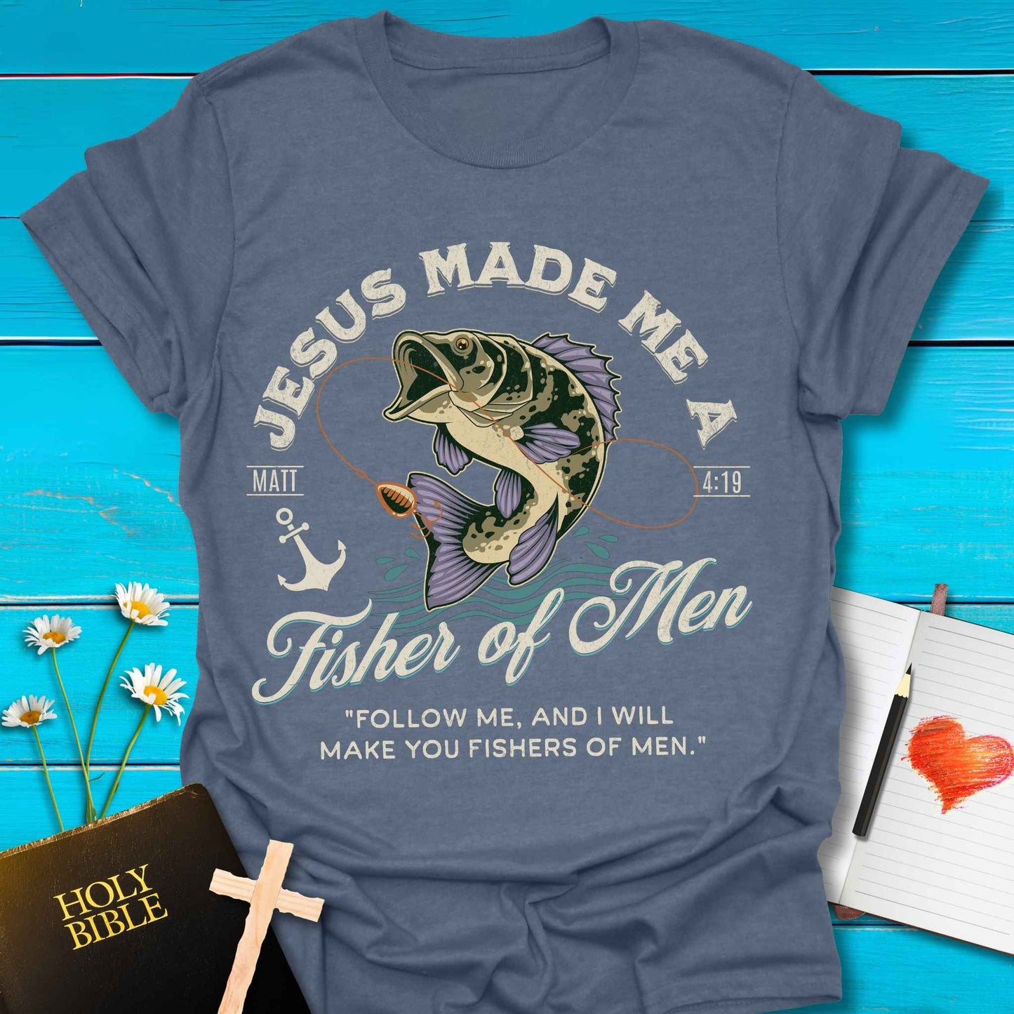 T-Shirt Heather indigo / S Jesus Made Me T-Shirt Echo Kindness Printify
