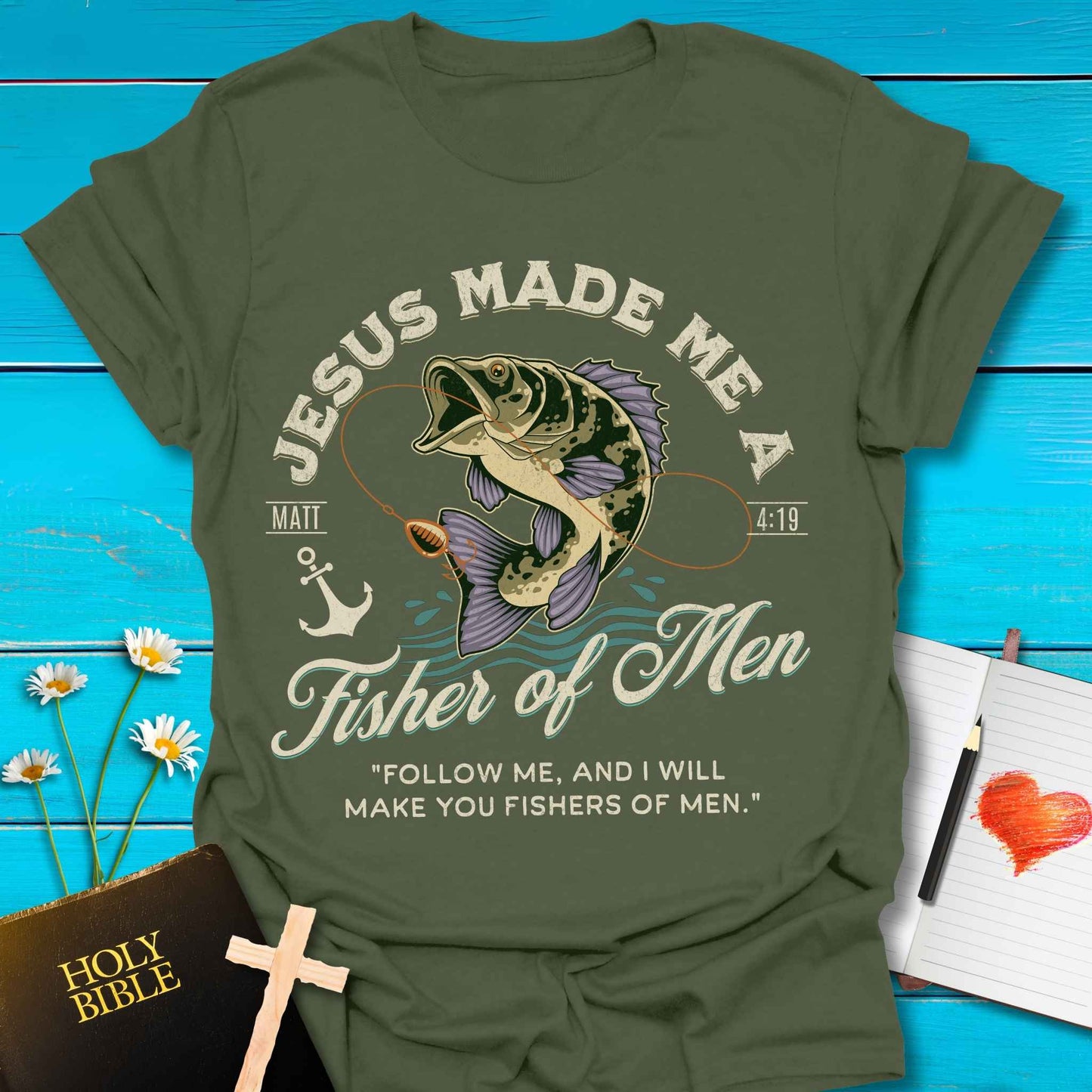 T-Shirt Military Green / S Jesus Made Me T-Shirt Echo Kindness Printify
