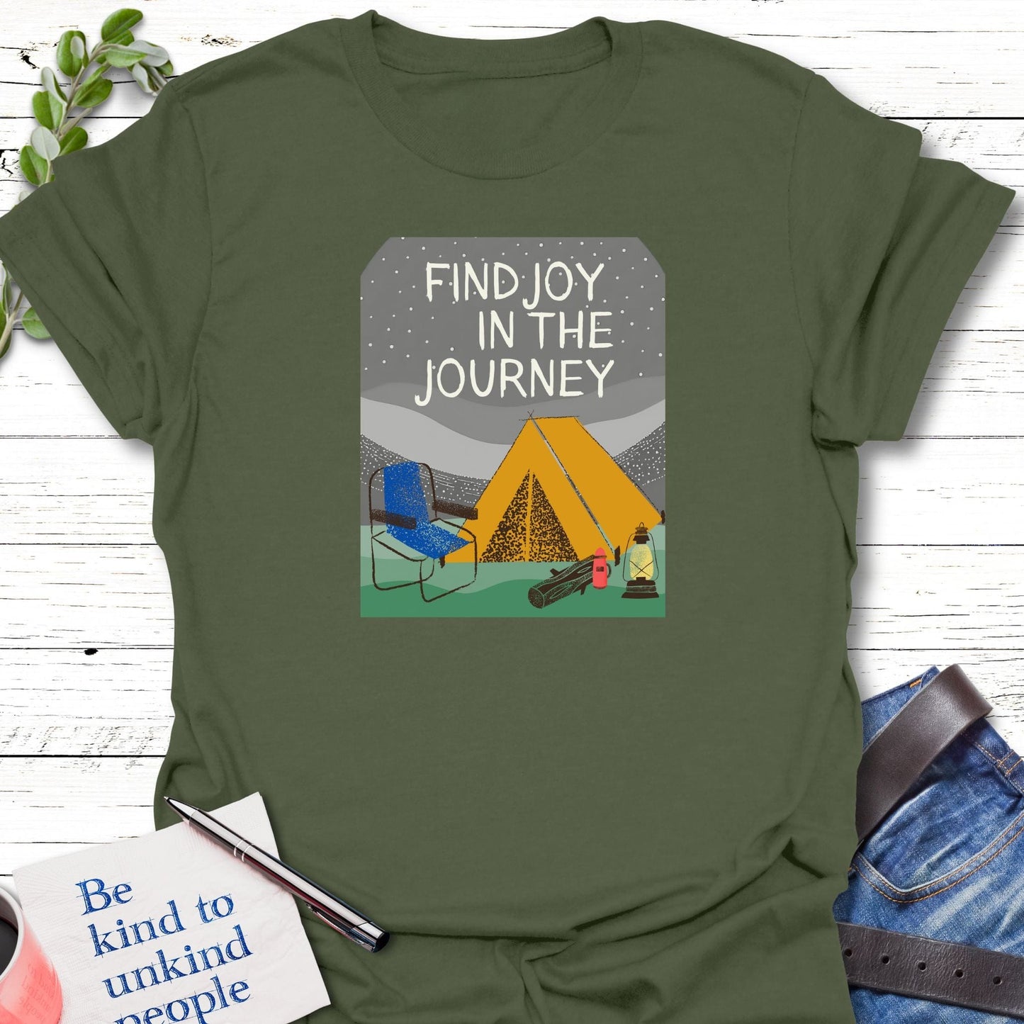 T-Shirt Military Green / S Joyous Traveler T-Shirt Echo Kindness Printify
