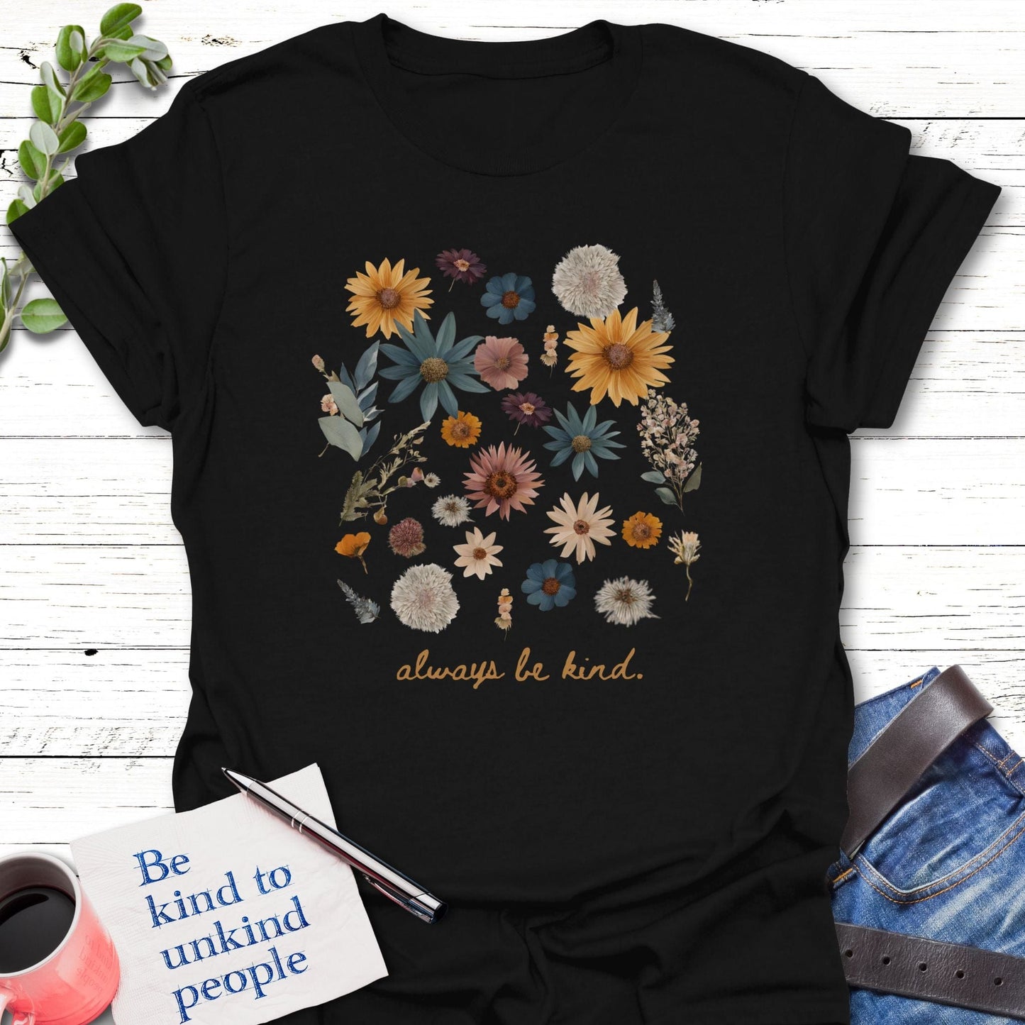 T-Shirt Black / S Kind Blossom T-Shirt Echo Kindness Printify