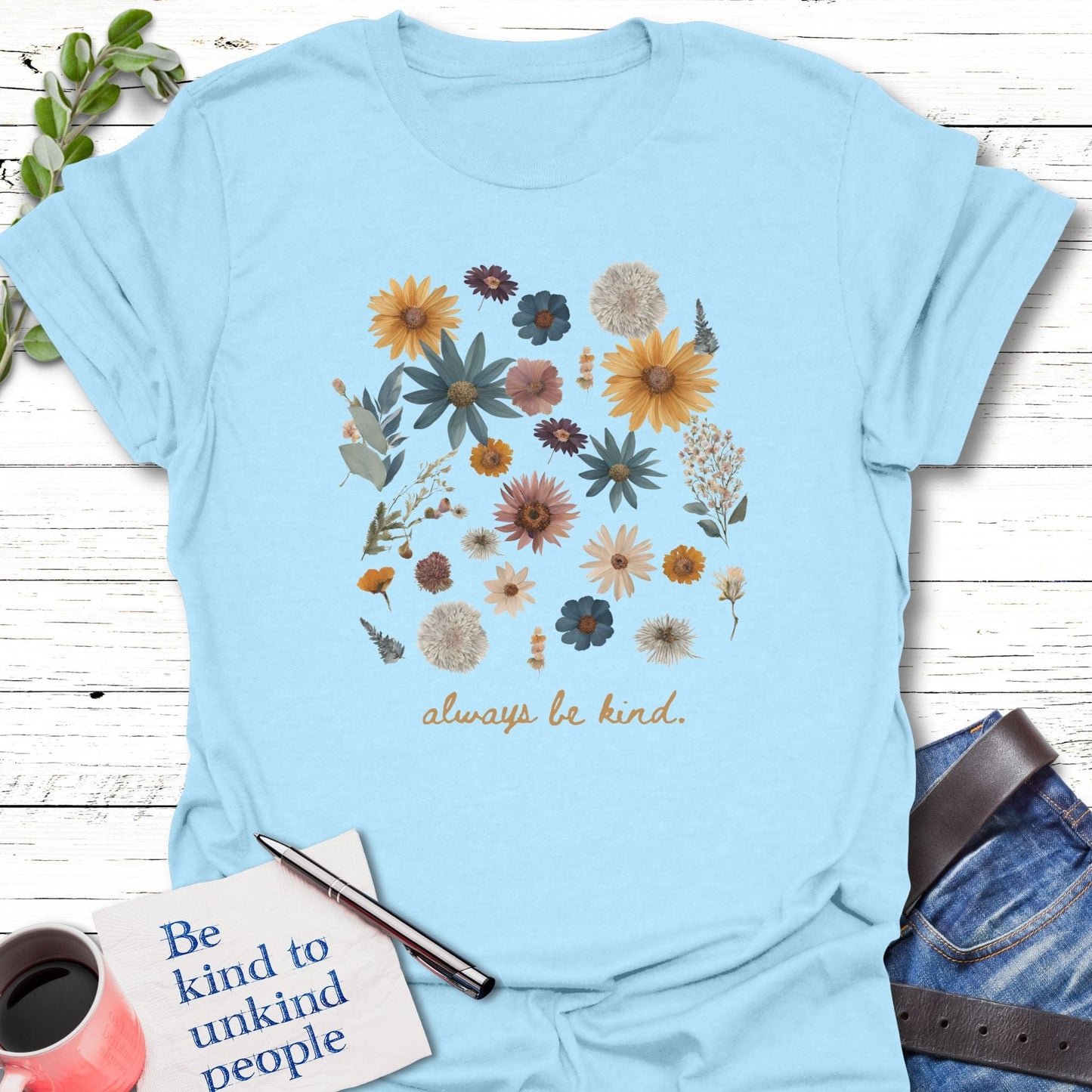 T-Shirt Light Blue / S Kind Blossom T-Shirt Echo Kindness Printify