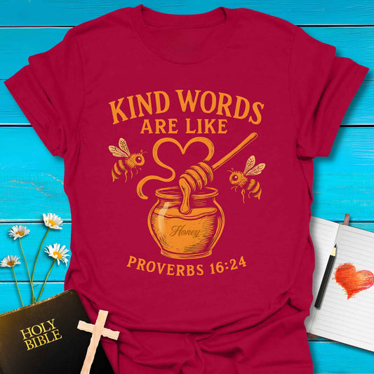 T-Shirt Antique Cherry Red / S Kind Words & Honey T-Shirt Echo Kindness Printify