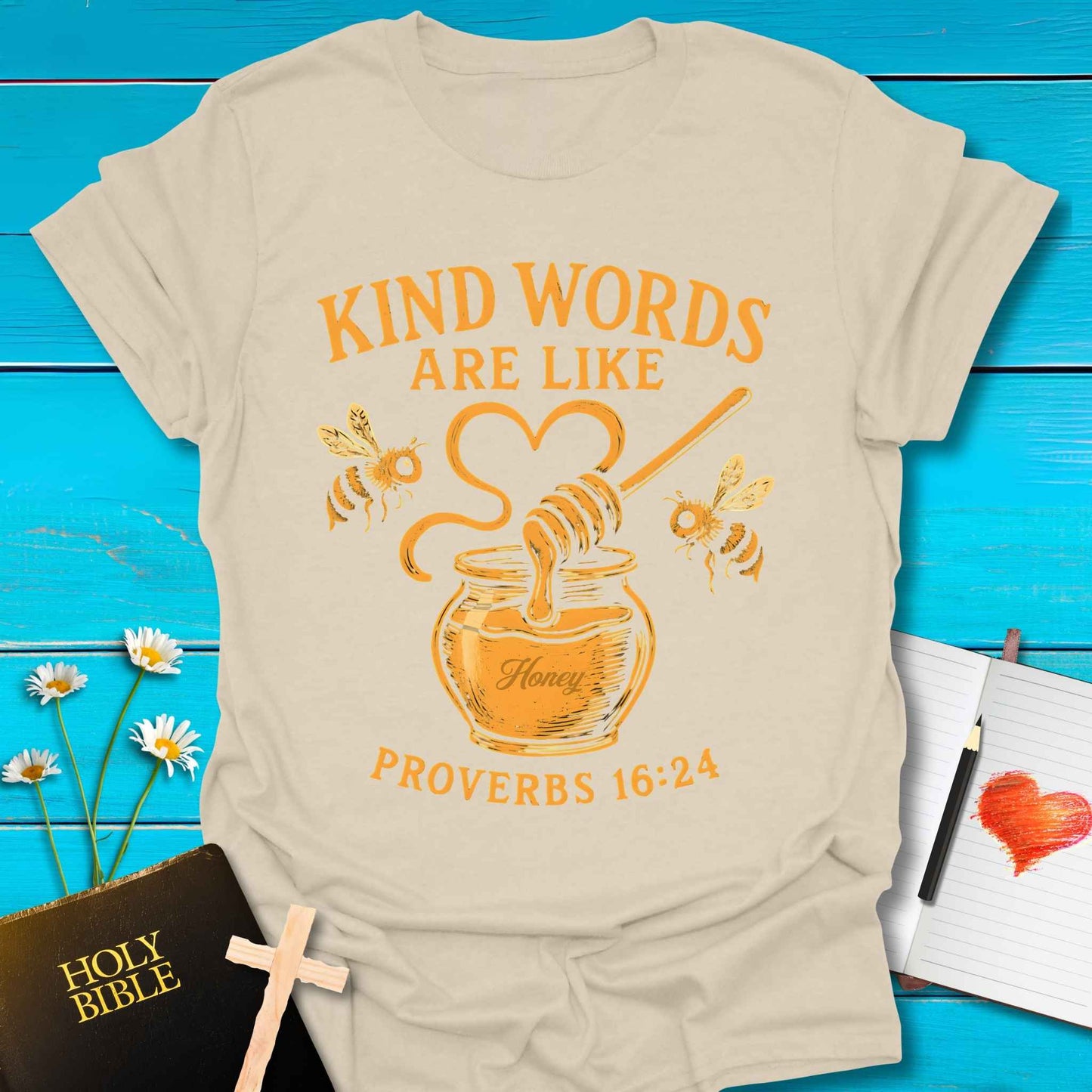 T-Shirt Natural / S Kind Words & Honey T-Shirt Echo Kindness Printify