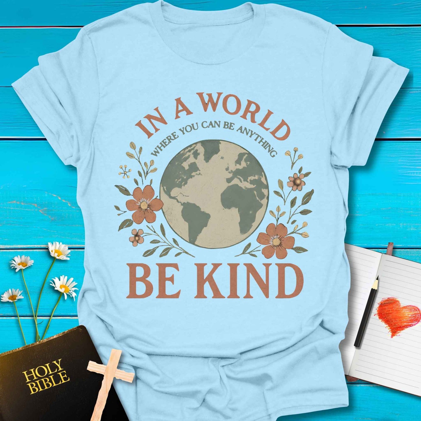 T-Shirt Light Blue / S Kind World T-Shirt Echo Kindness Printify