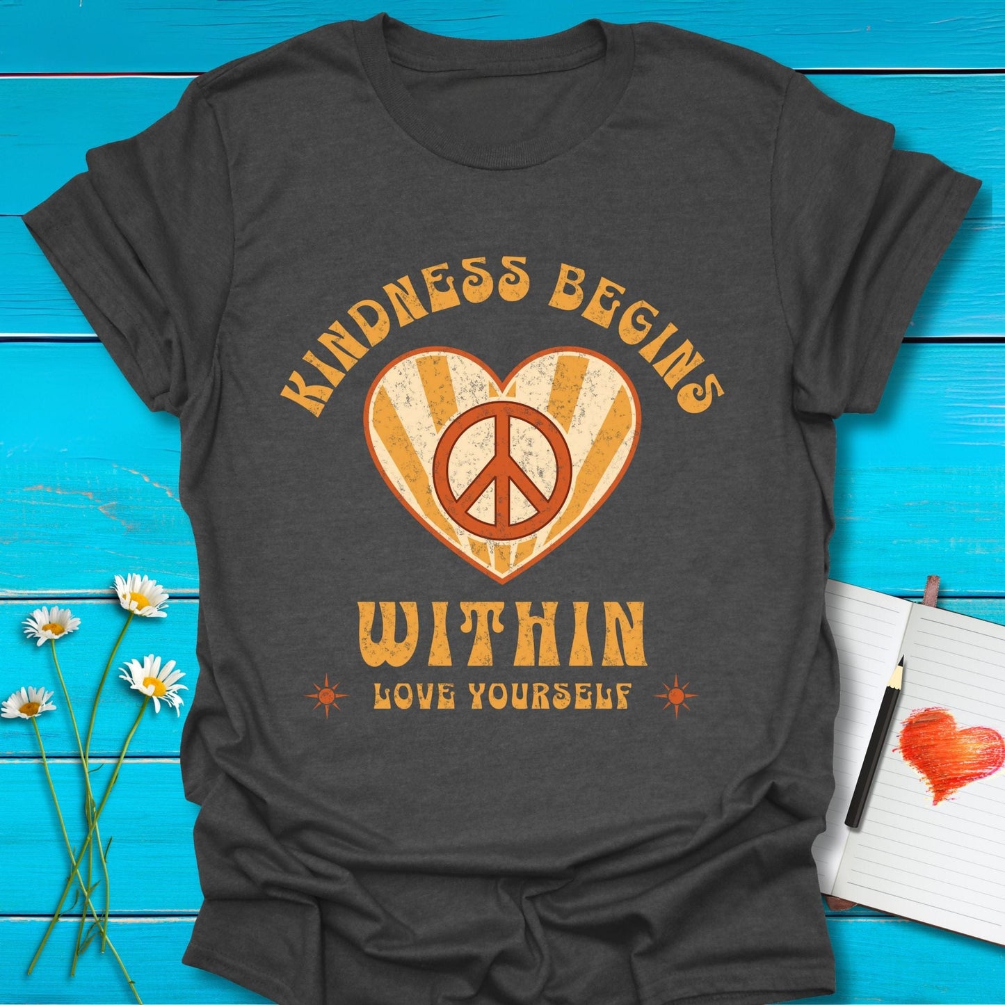 T-Shirt Dark Heather Grey / S Kindness Begins Within T-Shirt Echo Kindness Printify