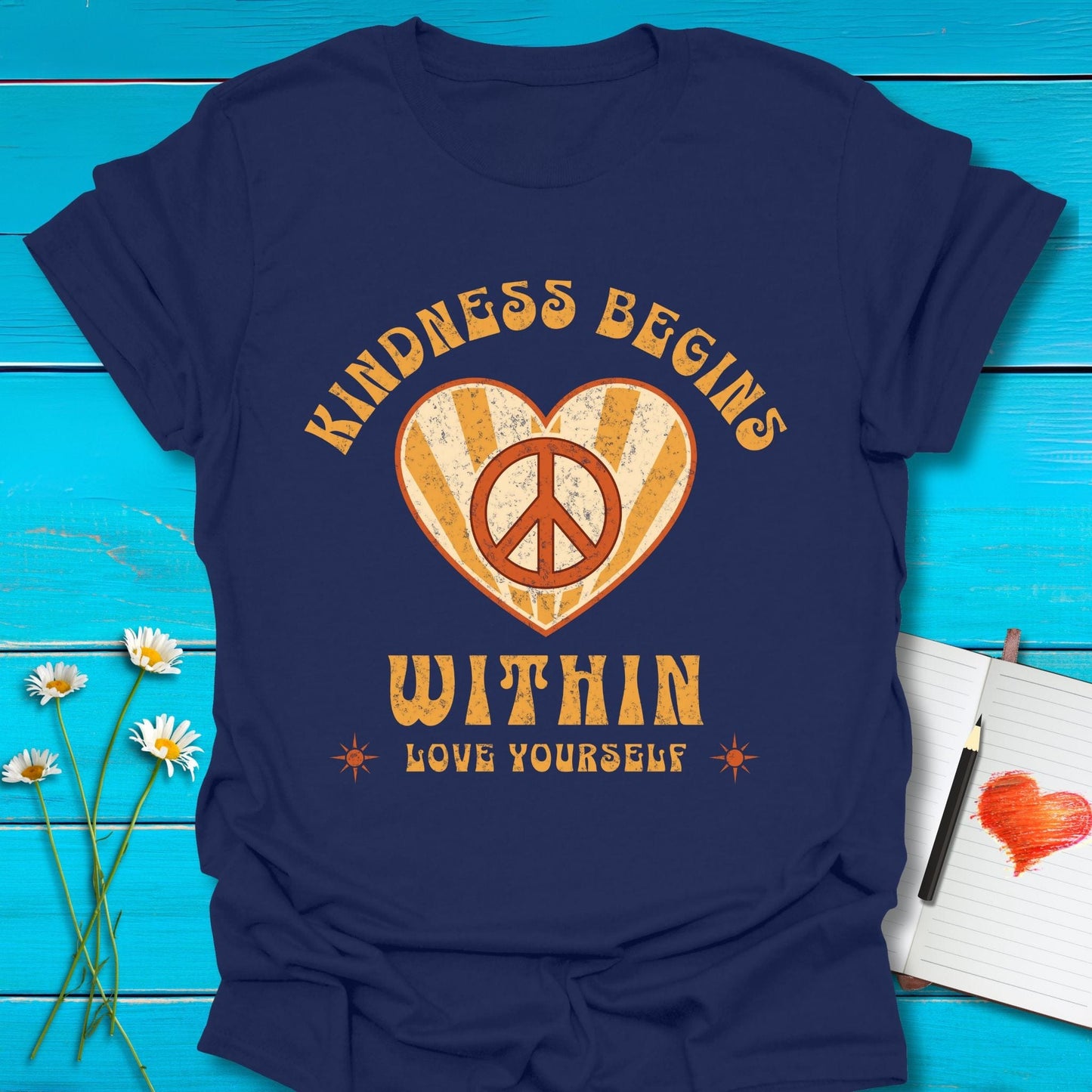 T-Shirt Navy / S Kindness Begins Within T-Shirt Echo Kindness Printify