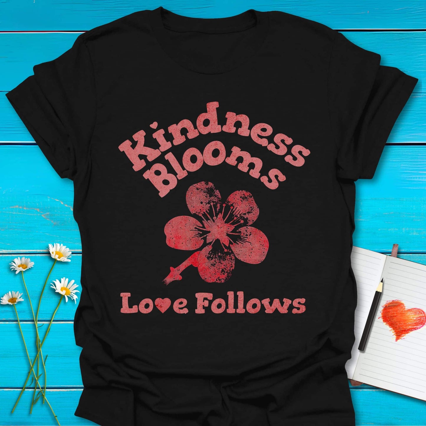 T-Shirt Black / S Kindness Blooms T-Shirt Echo Kindness Printify