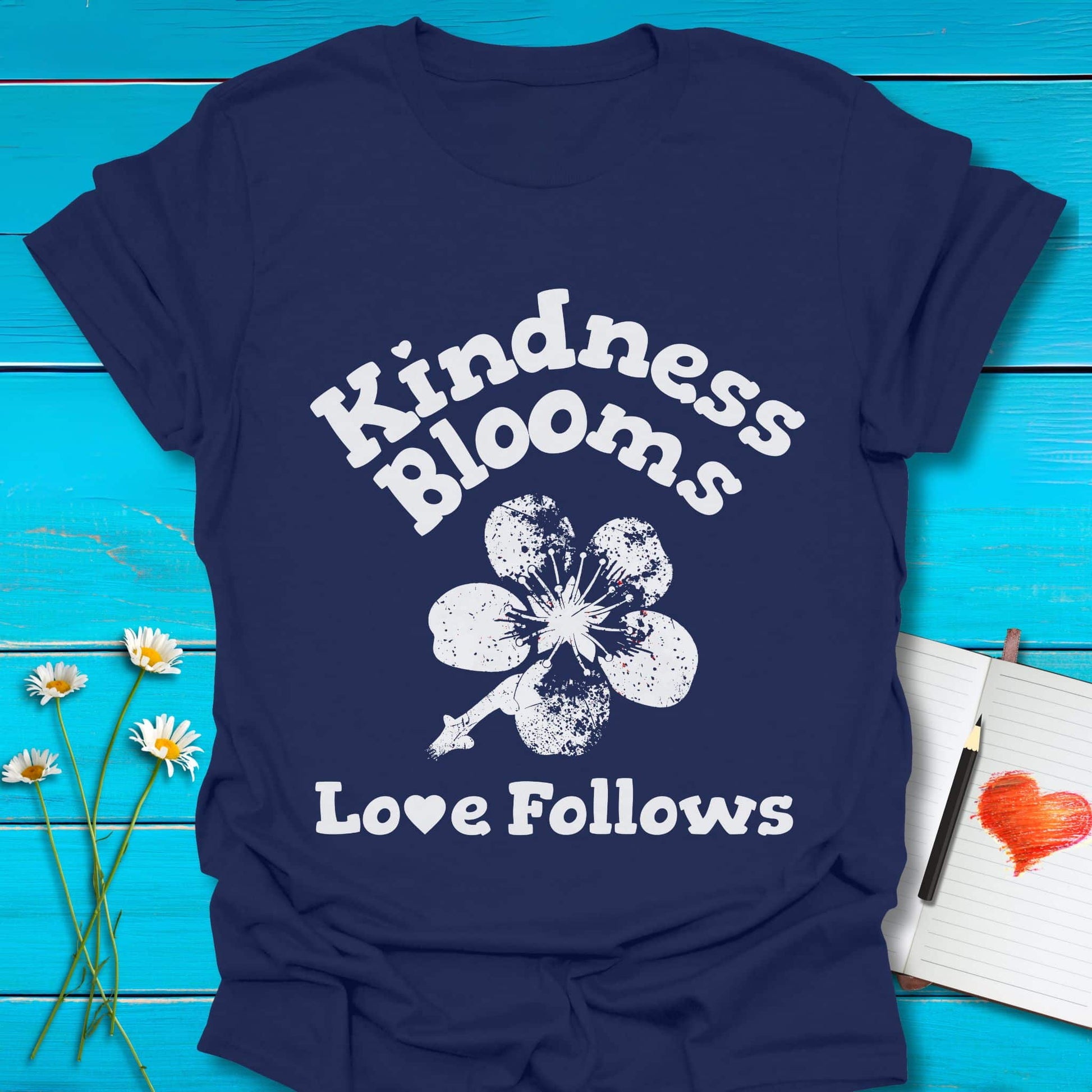 T-Shirt Navy / S Kindness Blooms T-Shirt Echo Kindness Printify