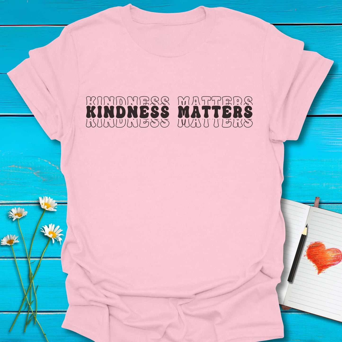T-Shirt Light Pink / S Kindness Matters T-Shirt Echo Kindness Printify